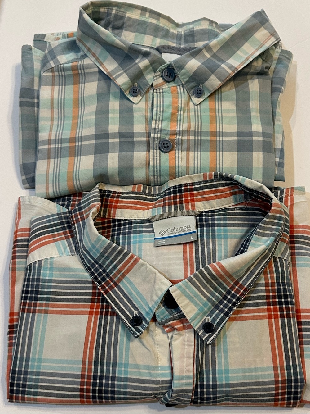 TWO Columbia Men’s Plaid Button-Down Shirts